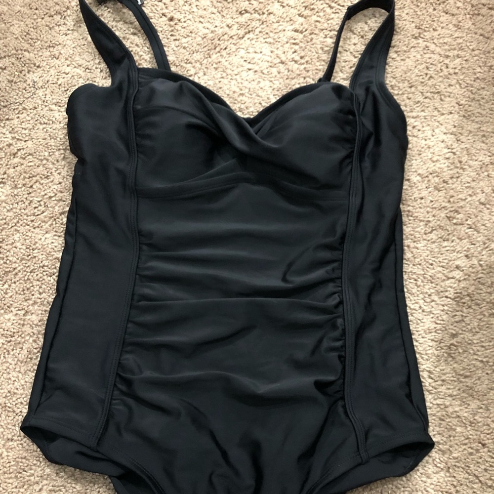A cute black one piece bathing suit